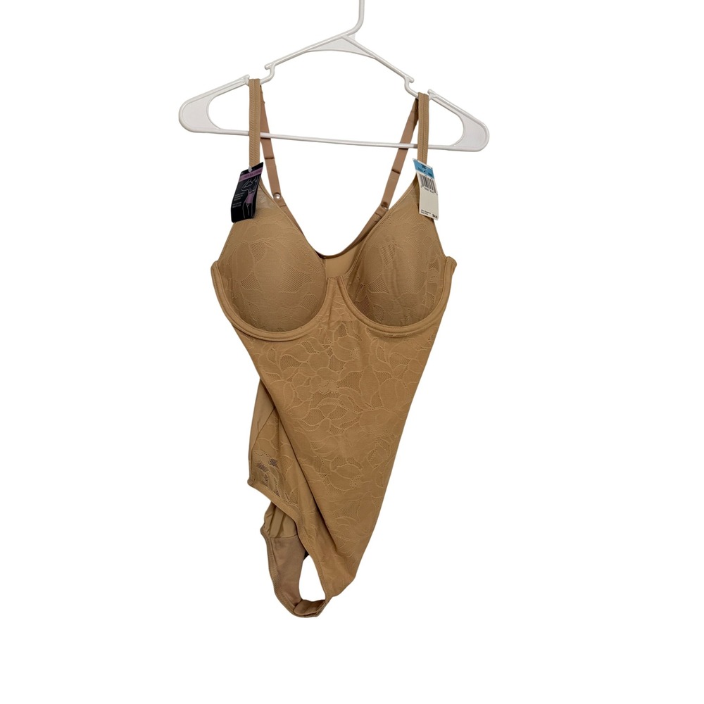 Maidenform Women Bodysuit Nude Lace Shaping Panels 36C